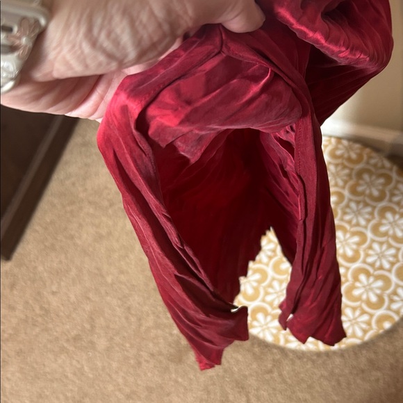 NWT Eileen Fisher red crimson crushed cupro scoop neckline dress - Picture 7 of 11